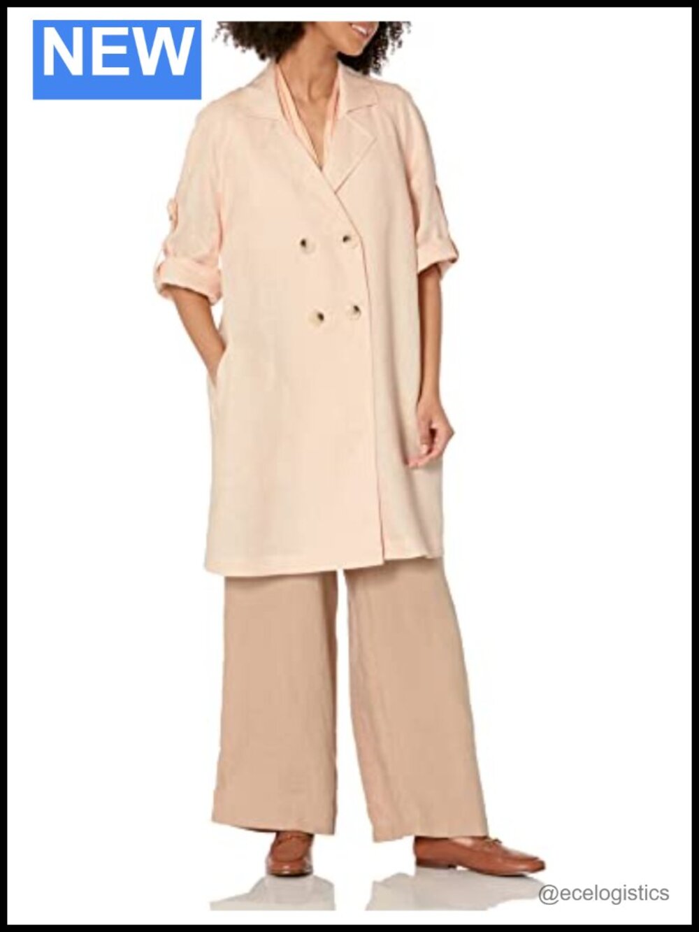 Armani Exchange Linen Oversized Caban Jacket 3/4 Sleeve